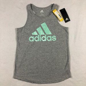 NEW Adidas Kids Girls Large 14 Logo Tank Top Gray AA4857 AH66 YA NWT